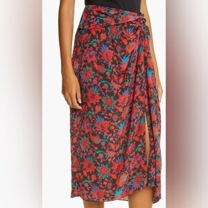Rag & Bone Amber Silk Printed Midi Skirt Size 2